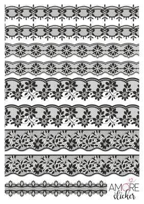 Наклейки переводные для свечей и декора Черное кружево 1 из каталога Наклейки декупажные для декора свечей, яиц, изделий из гипса, в интернет-магазине BPW.style